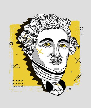 Louis Jacques Daguerre. vektör illüstrasyonu 