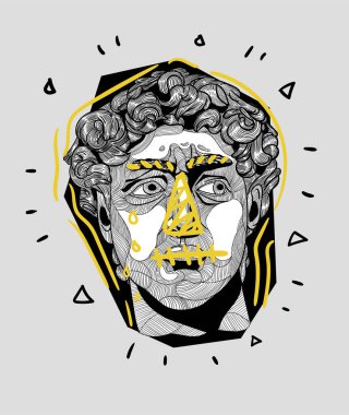 Vektör çizgileri klasik el çizimi illüstrasyon. David! 