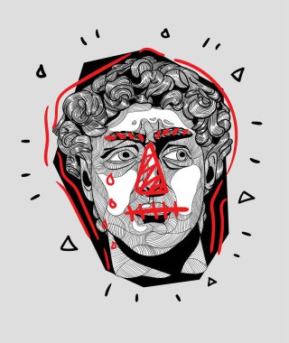 Vektör çizgileri klasik el çizimi illüstrasyon. David! 