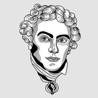 Vector lines classical hand drawn illustration. Michael Faraday clipart