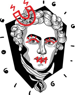 Vektör çizgileri klasik el çizimi illüstrasyon. Michael Faraday