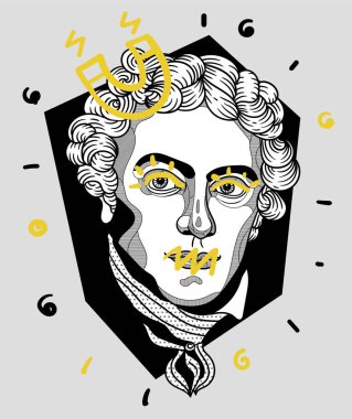 Vektör çizgileri klasik el çizimi illüstrasyon. Michael Faraday