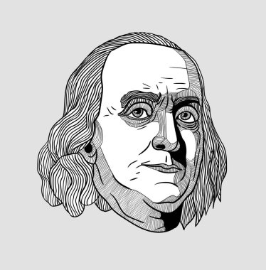 Vektör çizgileri klasik el çizimi illüstrasyon. Franklin. 