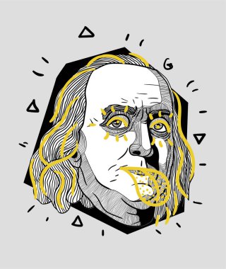 Vektör çizgileri klasik el çizimi illüstrasyon. Franklin. 