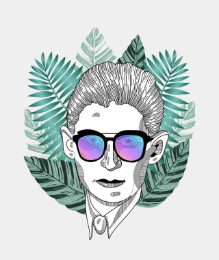 Vektör çizgileri klasik el çizimi illüstrasyon. Franz Kafka