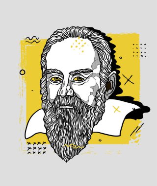 Vektör çizgileri klasik el çizimi illüstrasyon. Galile.