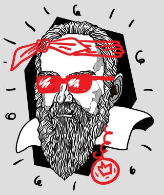 Vektör çizgileri klasik el çizimi illüstrasyon. Galile.