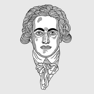 Vektör çizgileri klasik el çizimi illüstrasyon. Johann Wolfgang von Goethe