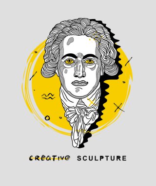 Vektör çizgileri klasik el çizimi illüstrasyon. Johann Wolfgang von Goethe