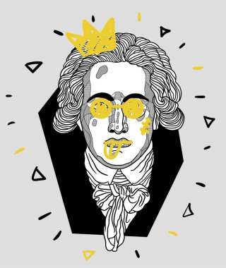 Vektör çizgileri klasik el çizimi illüstrasyon. Johann Wolfgang von Goethe