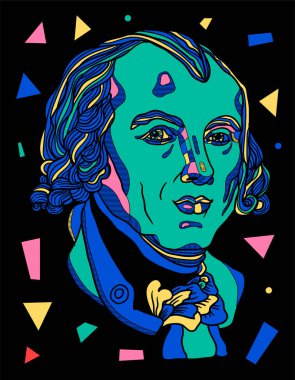 Vektör çizgileri klasik el çizimi illüstrasyon. James Madison