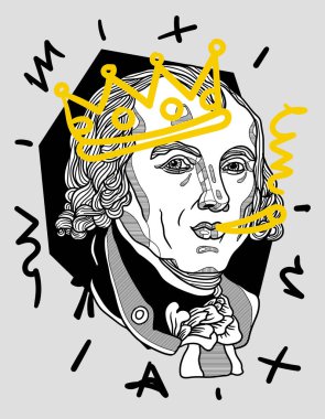 Vektör çizgileri klasik el çizimi illüstrasyon. James Madison