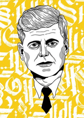 Vektör çizgileri klasik el çizimi illüstrasyon. kennedy