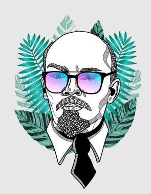 Vektör çizgileri klasik el çizimi illüstrasyon. Lenin.