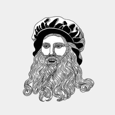 Portre, Leonardo da Vinci, vektör illüstrasyonu 