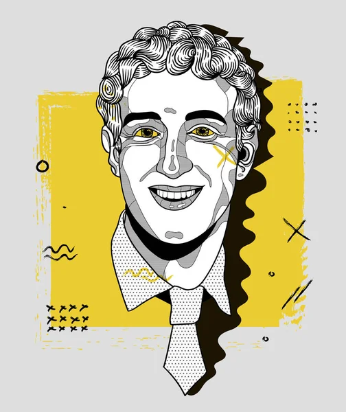 Linee Vettoriali Classica Illustrazione Disegnata Mano Zuckerberg — Vettoriale Stock