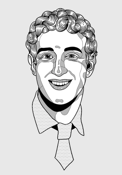 Linhas Vetoriais Ilustração Clássica Desenhada Mão Zuckerberg —  Vetores de Stock