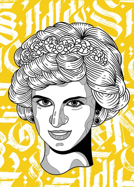 Retrato Diana Composição Criativa Ilustração Vetorial —  Vetores de Stock