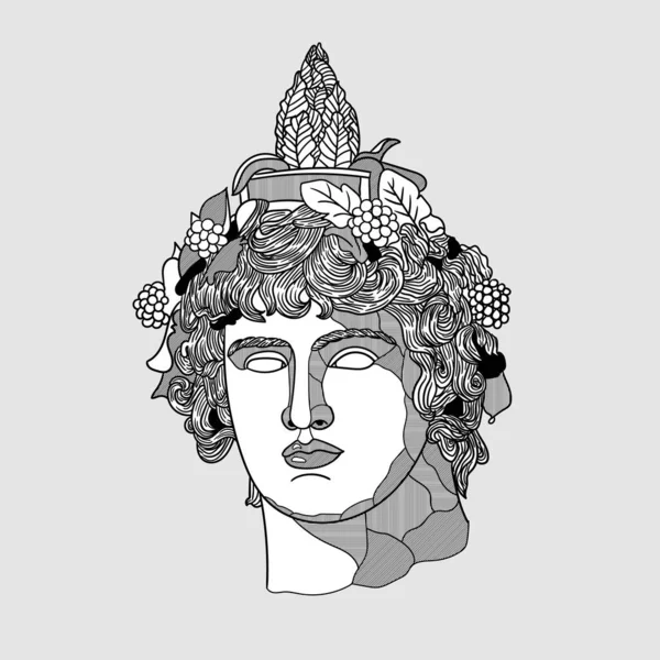 Vectorlijnen Klassieke Handgetekende Illustratie Dionysus — Stockvector