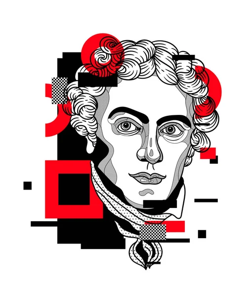 Vektorvonalak Klasszikus Kézzel Rajzolt Illusztráció Michael Faraday Vagyok — Stock Vector