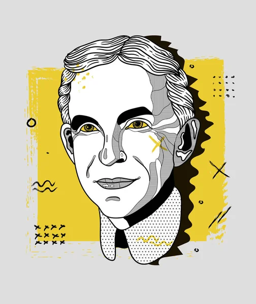 Vector Lines Classical Hand Drawn Illustration Henry Ford — Stock Vector