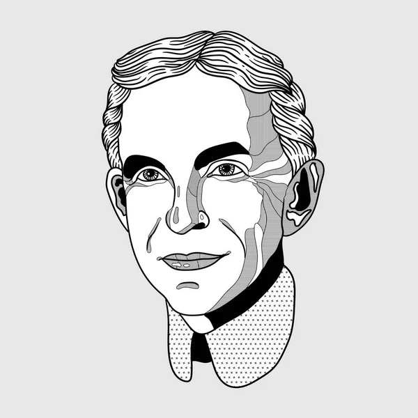 Vektör çizgileri klasik el çizimi illüstrasyon. Henry Ford
