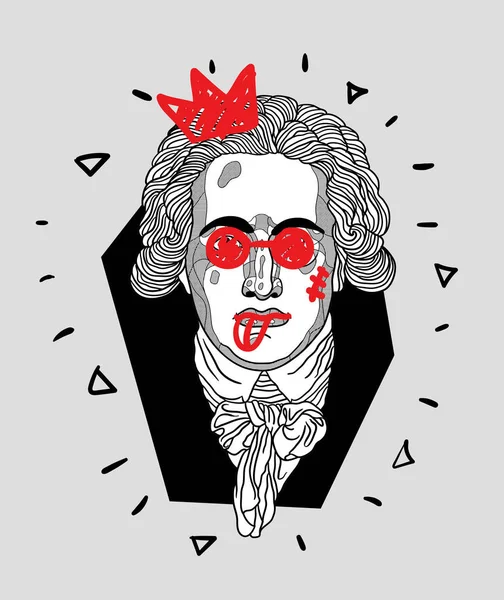 Linhas Vetoriais Ilustração Clássica Desenhada Mão Johann Wolfgang Von Goethe — Vetor de Stock