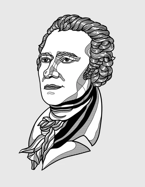 Líneas Vectoriales Ilustración Dibujada Mano Clásica Hamilton — Vector de stock