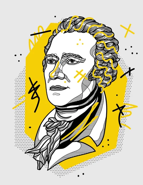 Líneas Vectoriales Ilustración Dibujada Mano Clásica Hamilton — Vector de stock