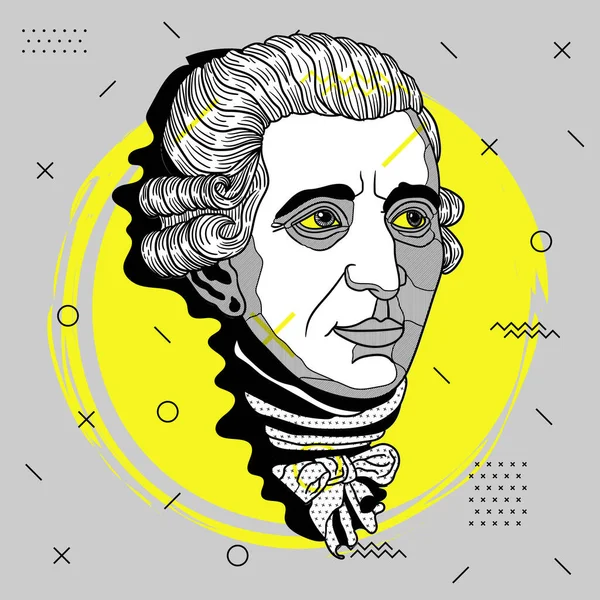 Linhas Vetoriais Ilustração Clássica Desenhada Mão Haydn — Vetor de Stock