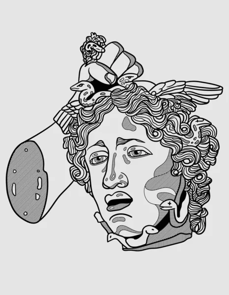Perseus Mit Dem Haupt Der Medusa Vektor — Stockvektor