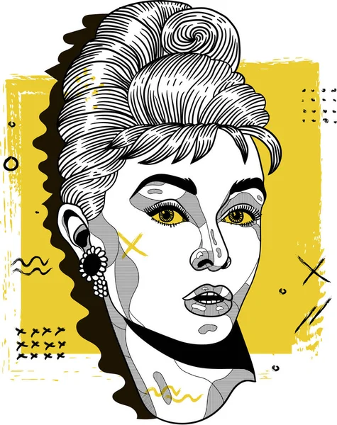 Ilustración Dibujada Mano Vectorial Audrey Hepburn — Vector de stock