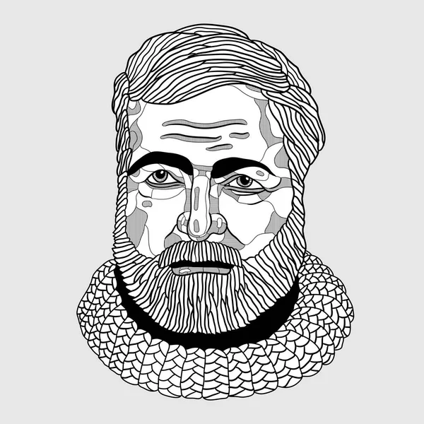 Lignes Vectorielles Illustration Classique Dessinée Main Ernest Miller Hemingway — Image vectorielle