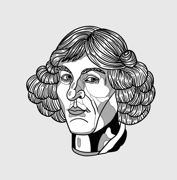 Vektorlinjer Klassisk Handritad Illustration Kopernikus — Stock vektor