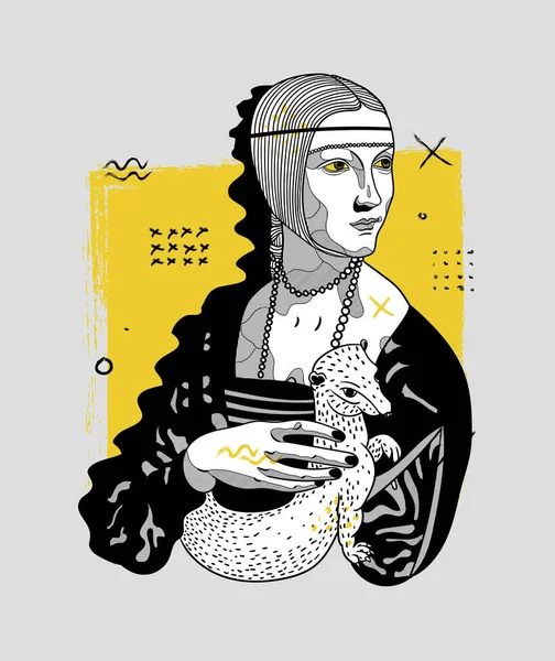 Ermine 'li kadın, vektör.