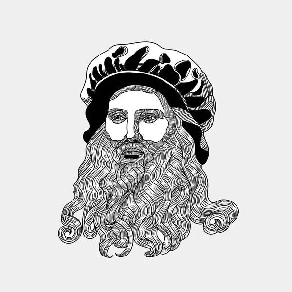 Portret Leonardo Vinci Ilustracja Wektora — Wektor stockowy