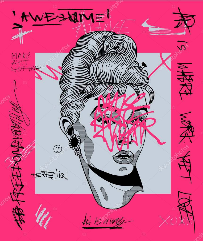 Vector Hand Drawn Illustration Audrey Hepburn Premium Vector In Adobe Illustrator Ai Ai Format Encapsulated Postscript Eps Eps Format