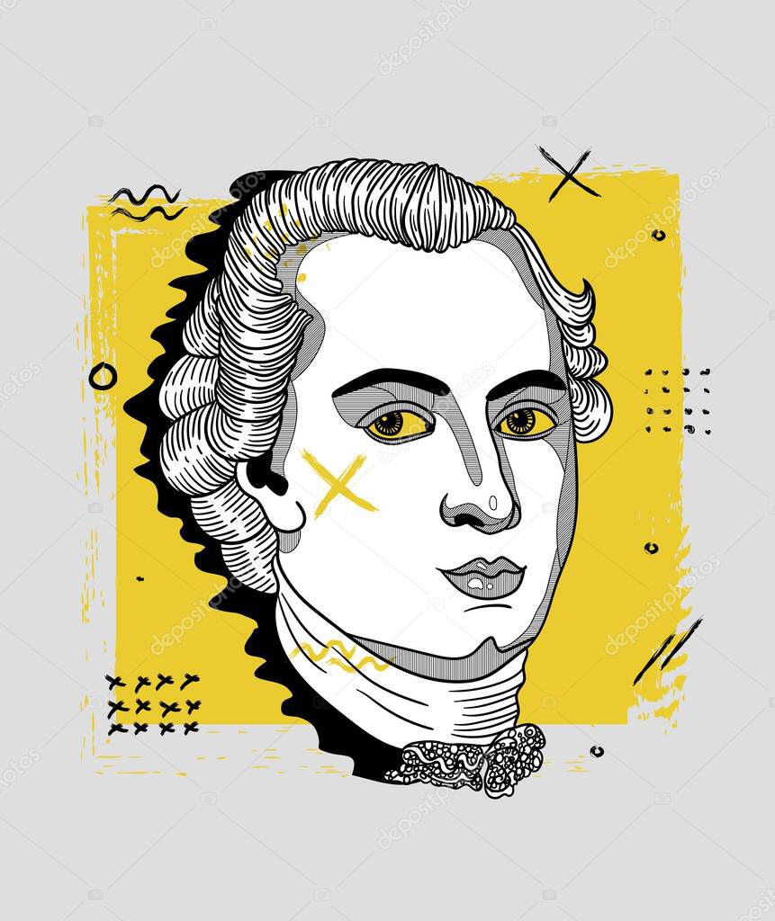 Vector lines classical hand drawn illustration. kant