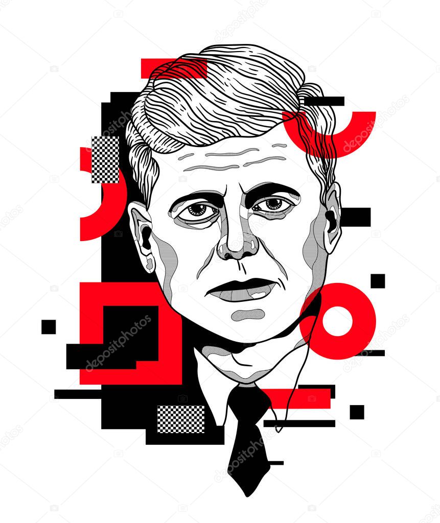 Vector lines classical hand drawn illustration.  kennedy