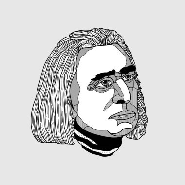 Franz Liszt. Vektör illüstrasyon eli çizildi.