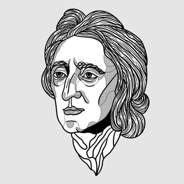 Vector lines classical hand drawn illustration. locke  clipart