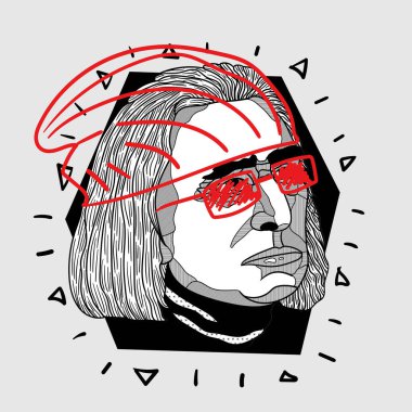 Franz Liszt. Vektör illüstrasyon eli çizildi.