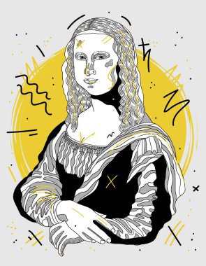 Vektör çizgileri klasik el çizimi illüstrasyon. Mona Lisa. 