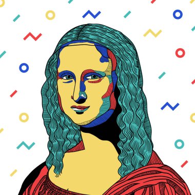 Vektör çizgileri klasik el çizimi illüstrasyon. Mona Lisa. 