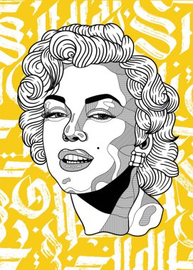 Vektör çizgileri klasik el çizimi illüstrasyon. Monroe.