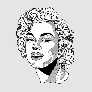 Vektör çizgileri klasik el çizimi illüstrasyon. Monroe.