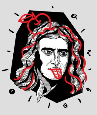 Vektör çizgileri klasik el çizimi illüstrasyon. newton