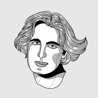 Vektör çizgileri klasik el çizimi illüstrasyon. Oscar Wilde içeri 