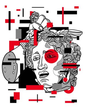 Perseus ve Medusa 'nın başı, vektör.