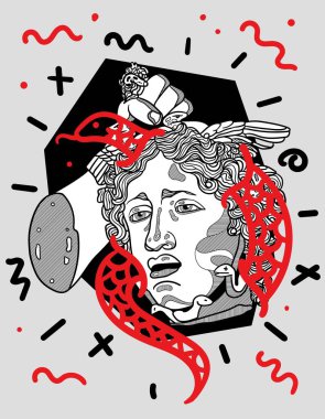 Perseus ve Medusa 'nın başı, vektör.